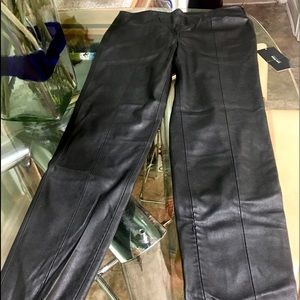 Leather-like slim fit pants